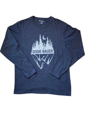 Eddie Bauer Medium Gray Long Sleeve Hiking Tee Shirt Outdoor Adventure